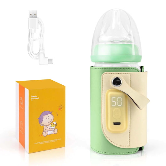 Portable Bottle Warmer for Travel Travel Bottle Warmer with 18W Fast Heating and Temperature Display Baby Bottle Warmer Portable Travel Suitable for Car Travel | Outdoor (Green)